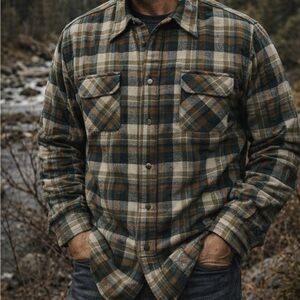 King’s Road Men's Classic Virgin Wool Plaid Shirt Jacket